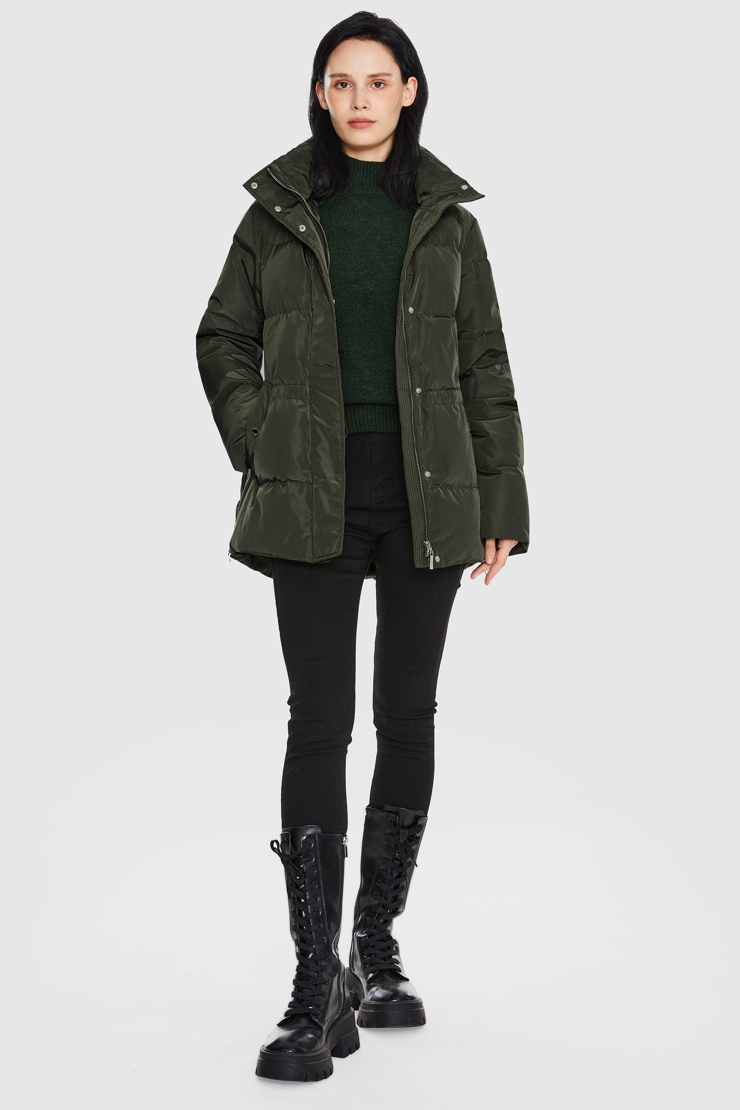 Mid-Length Hooded Down Jacket