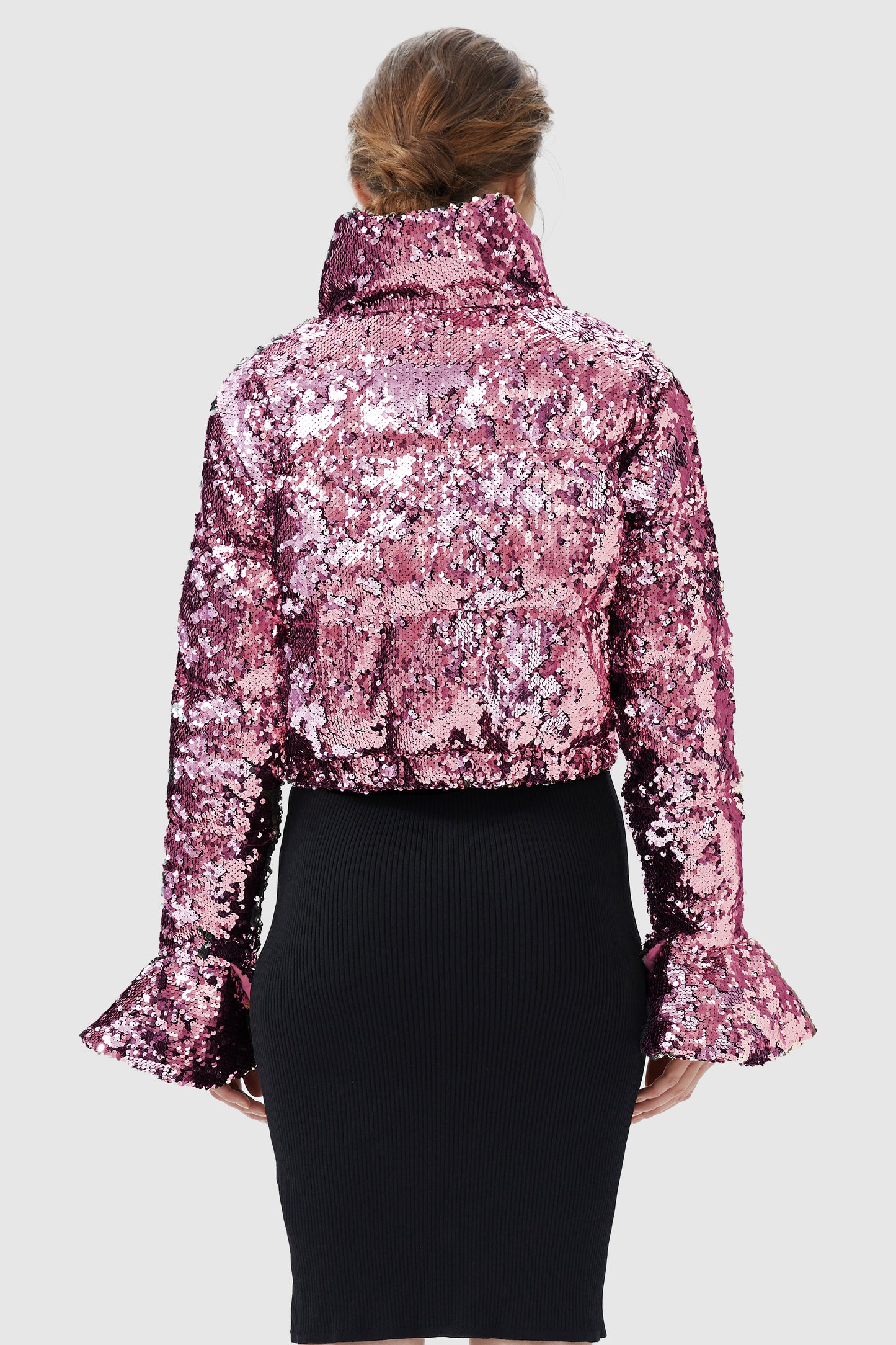 Sequin Fashion Petite Jacket with Stand Collar