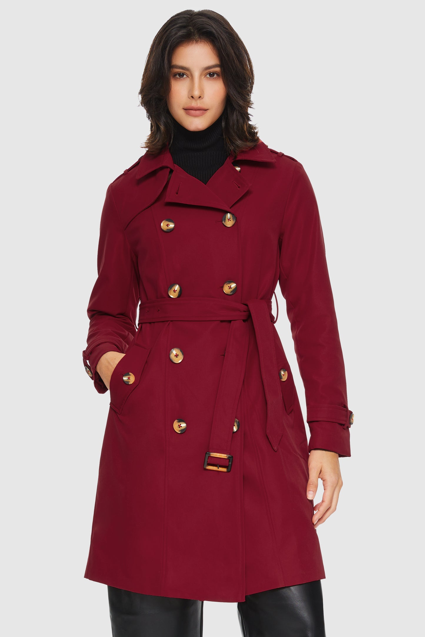 Knee-Length Double Breasted Trench Coat