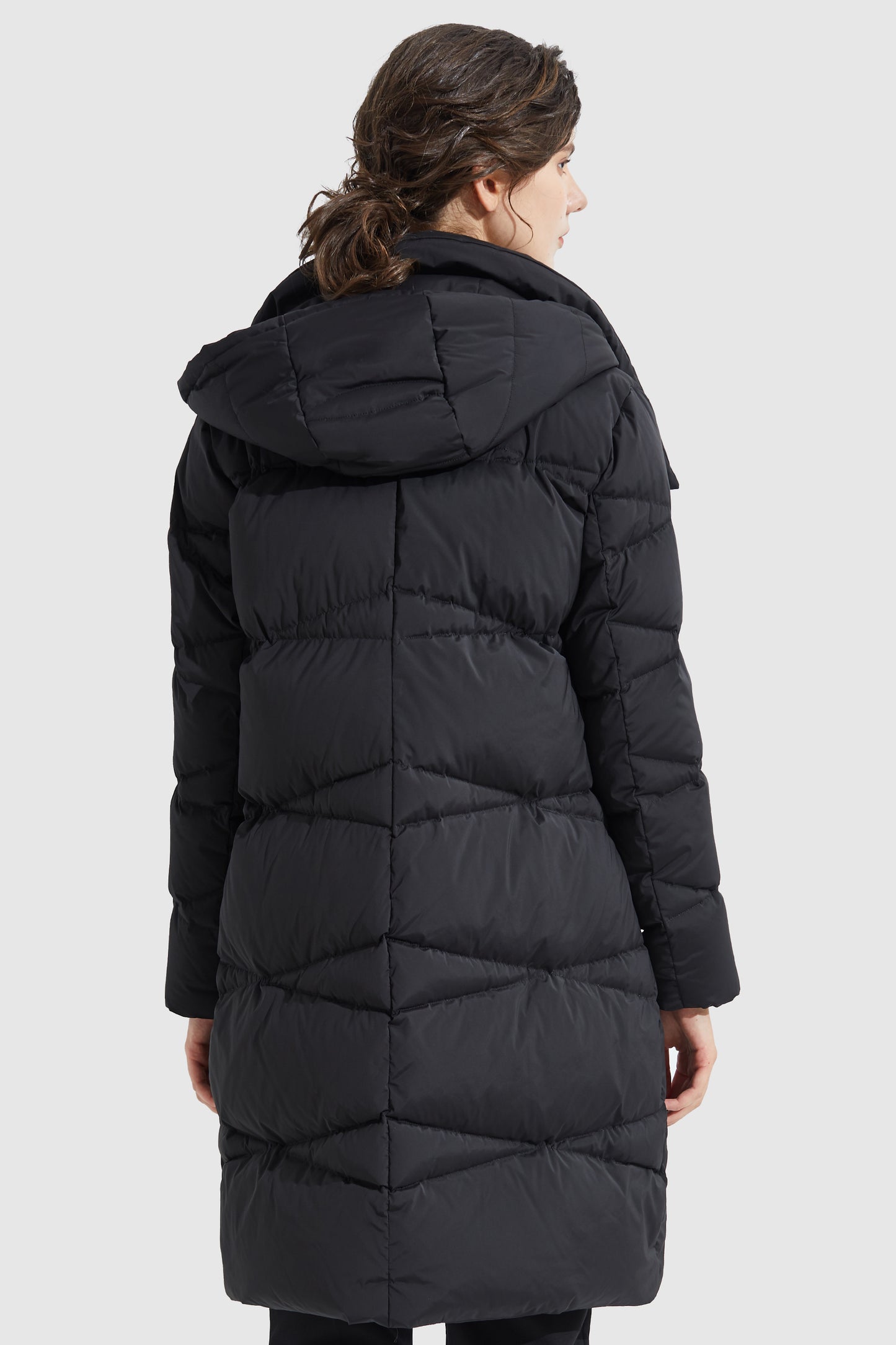 Long Hooded Asymmetric Puffer Jacket