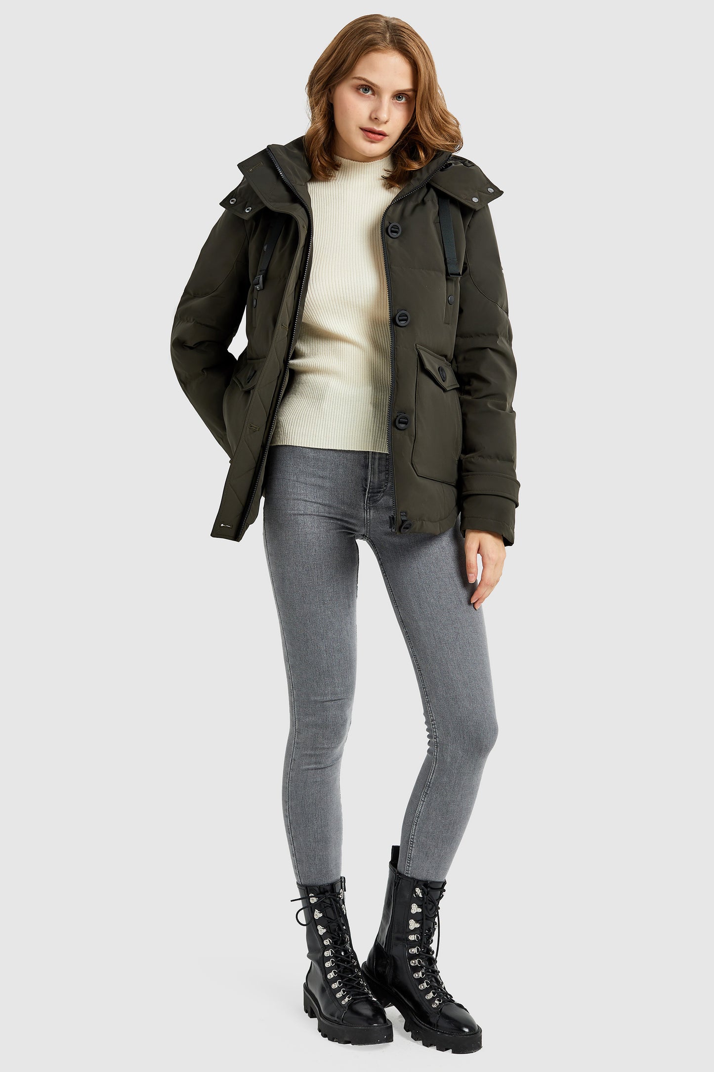 Hooded Down Jacket with Pockets