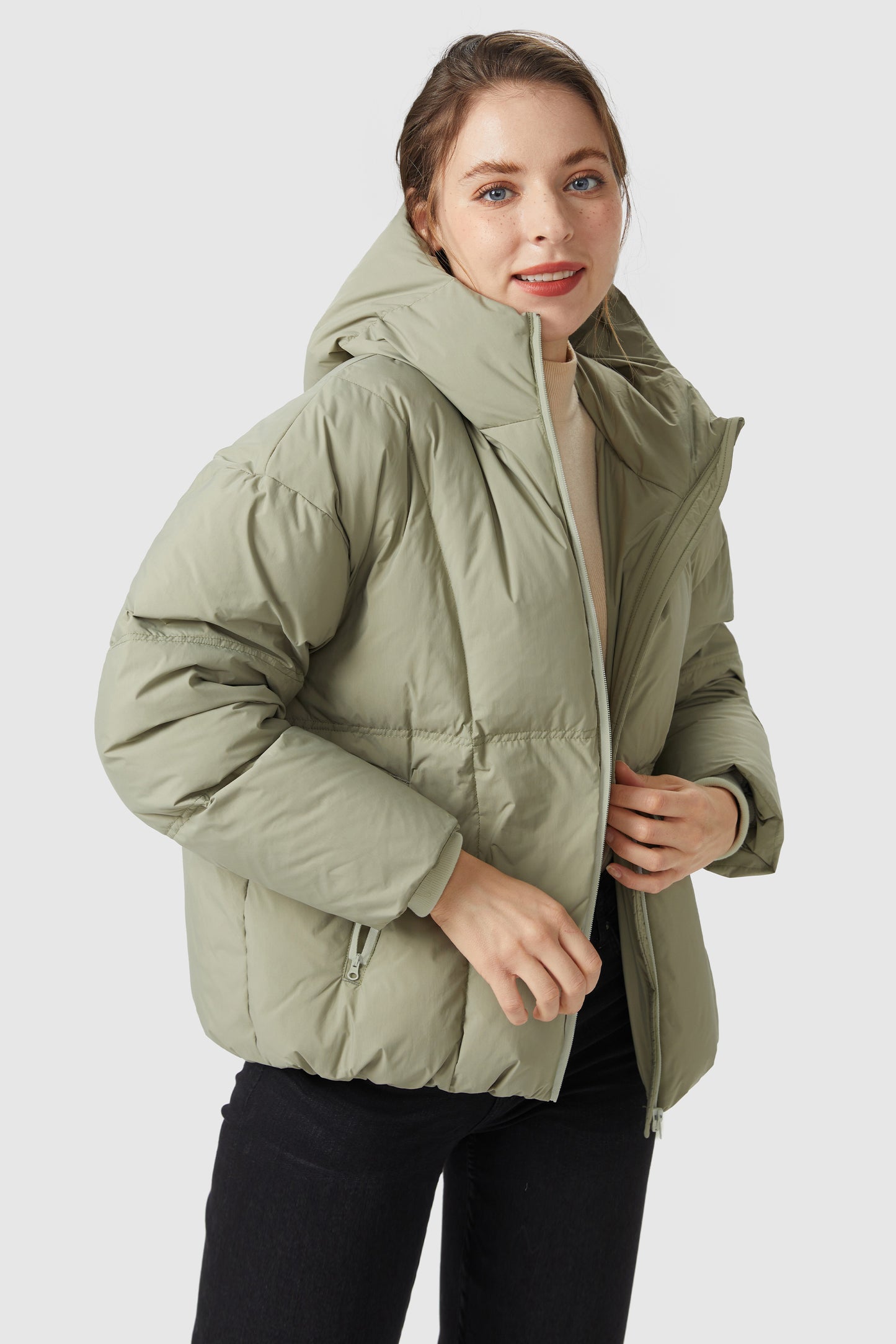 Ultra-Short Puffer Coat with Hood