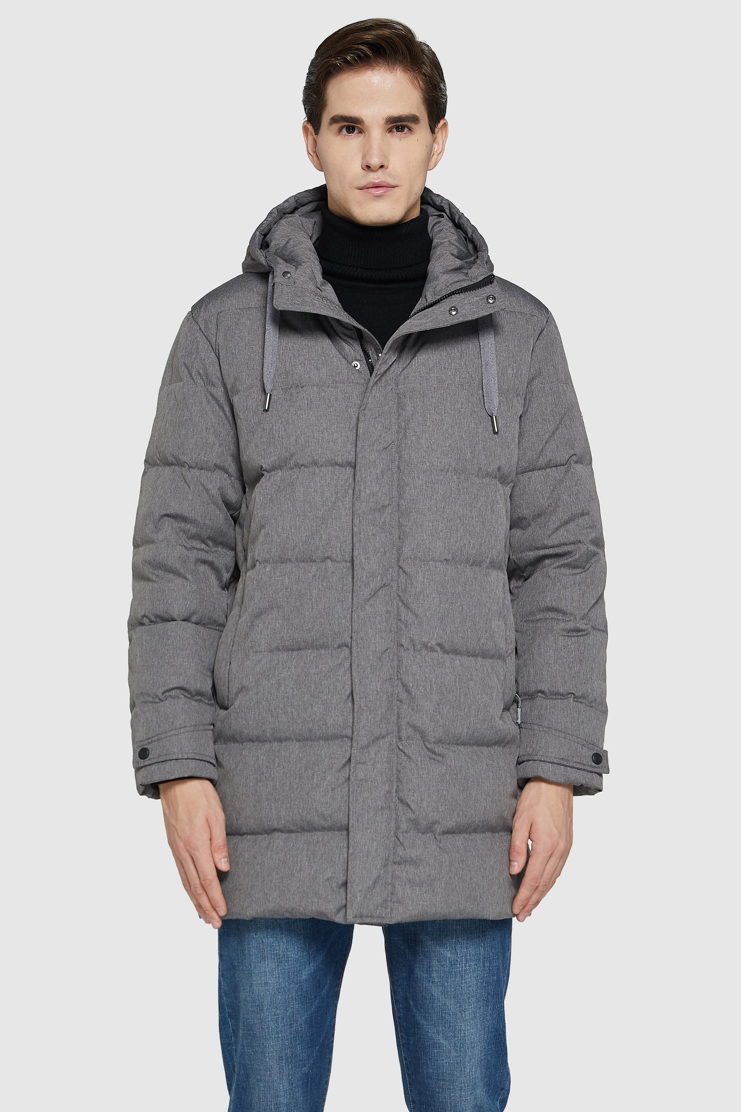 Mid-Length Warm Hooded Puffer Down Jacket
