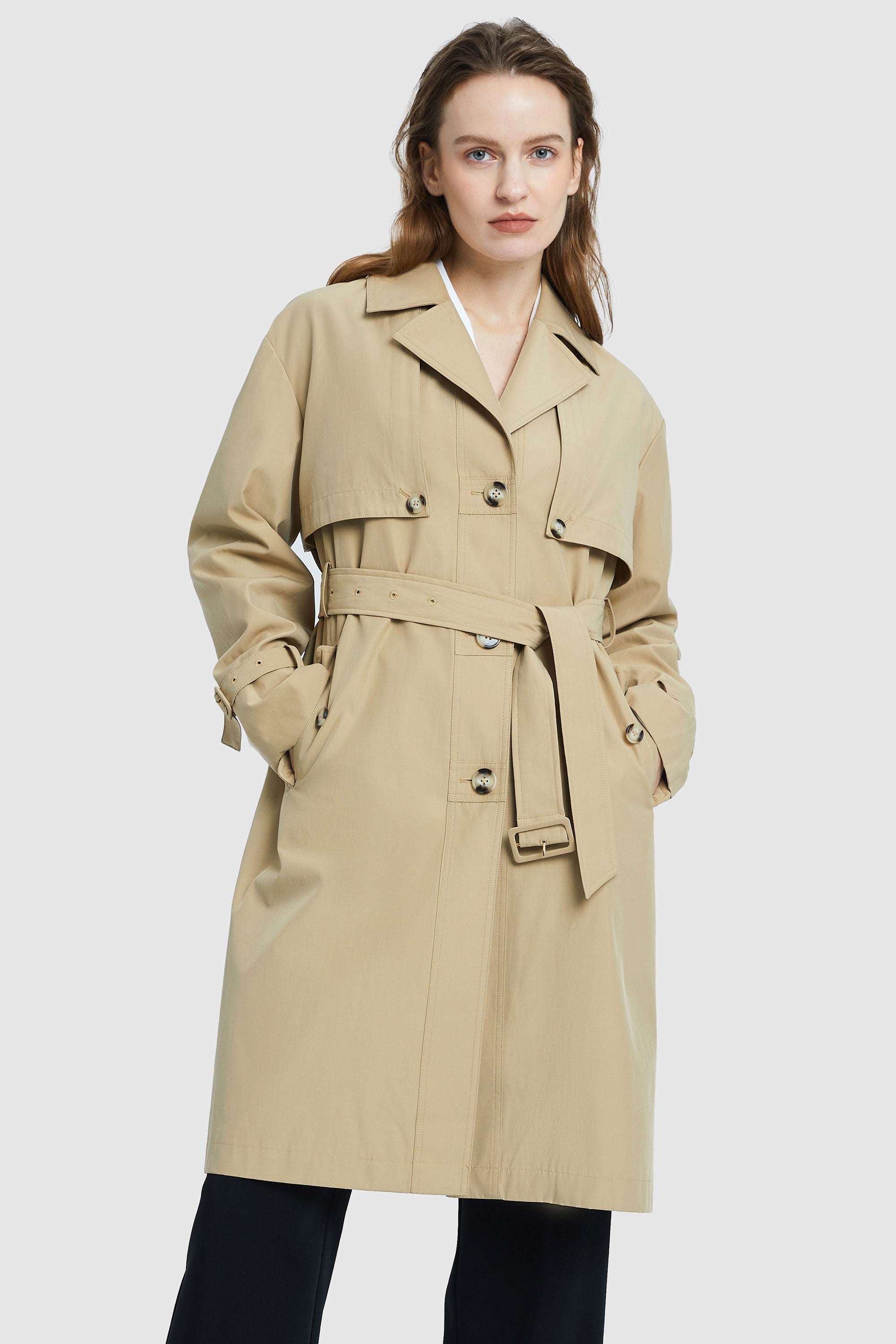 Long Single Breasted Trench Coat with Belt