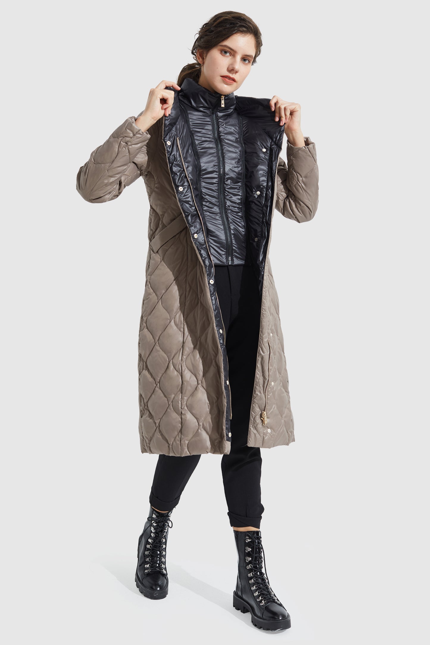Double Layer Removable Hood Down Coat