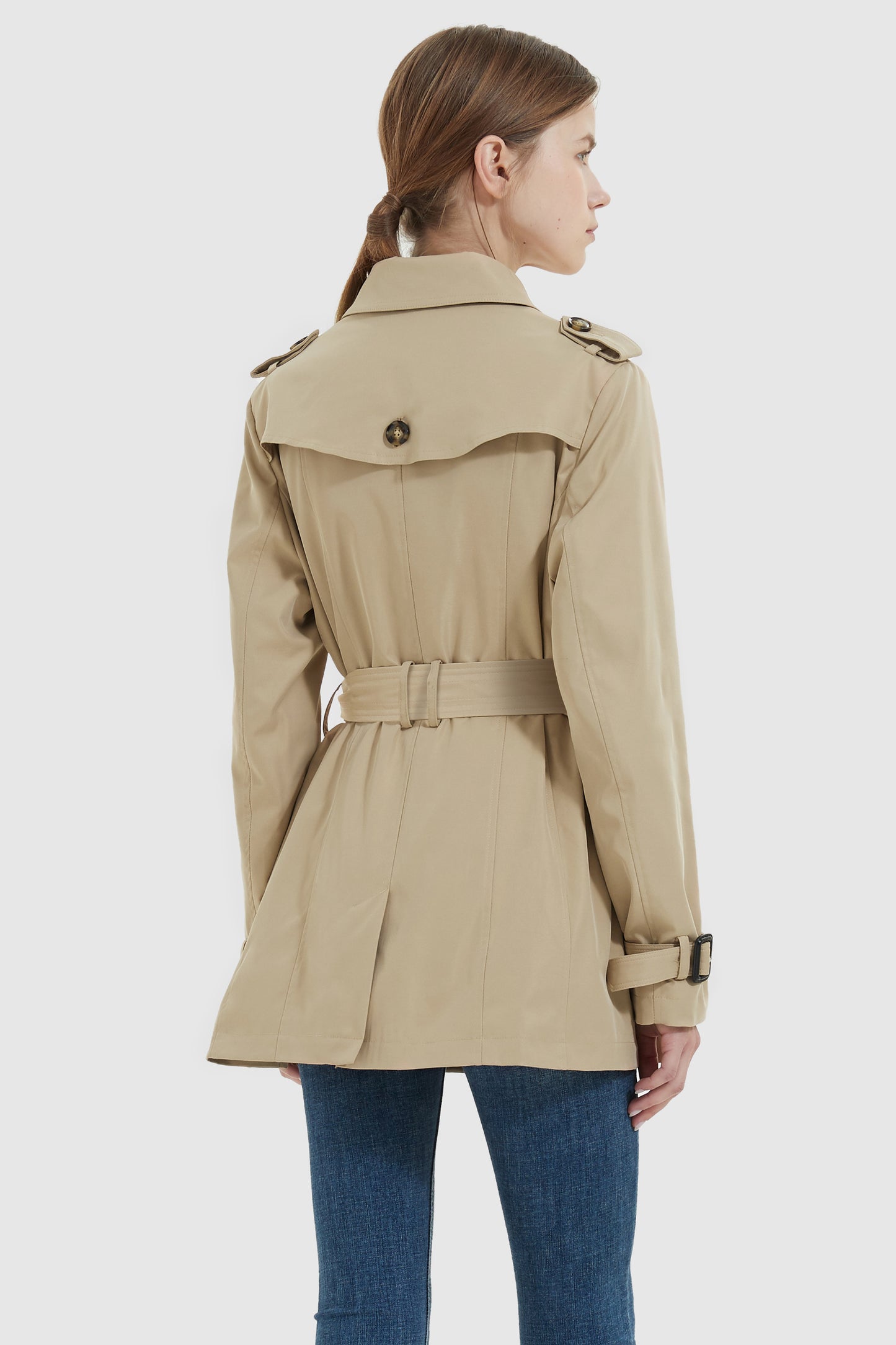 3/4 Length Double Breasted Trench Coat