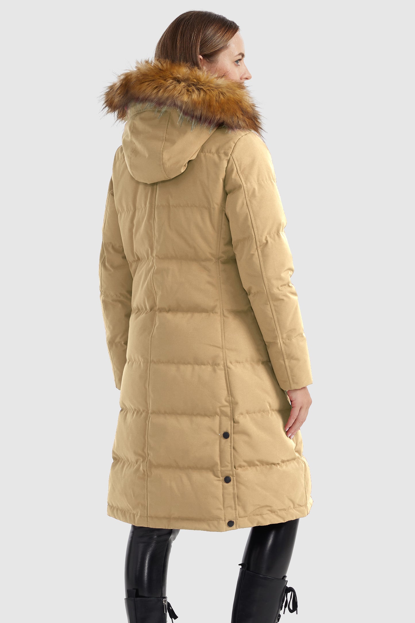 Windproof Puffer Fur Hooded Down Coat