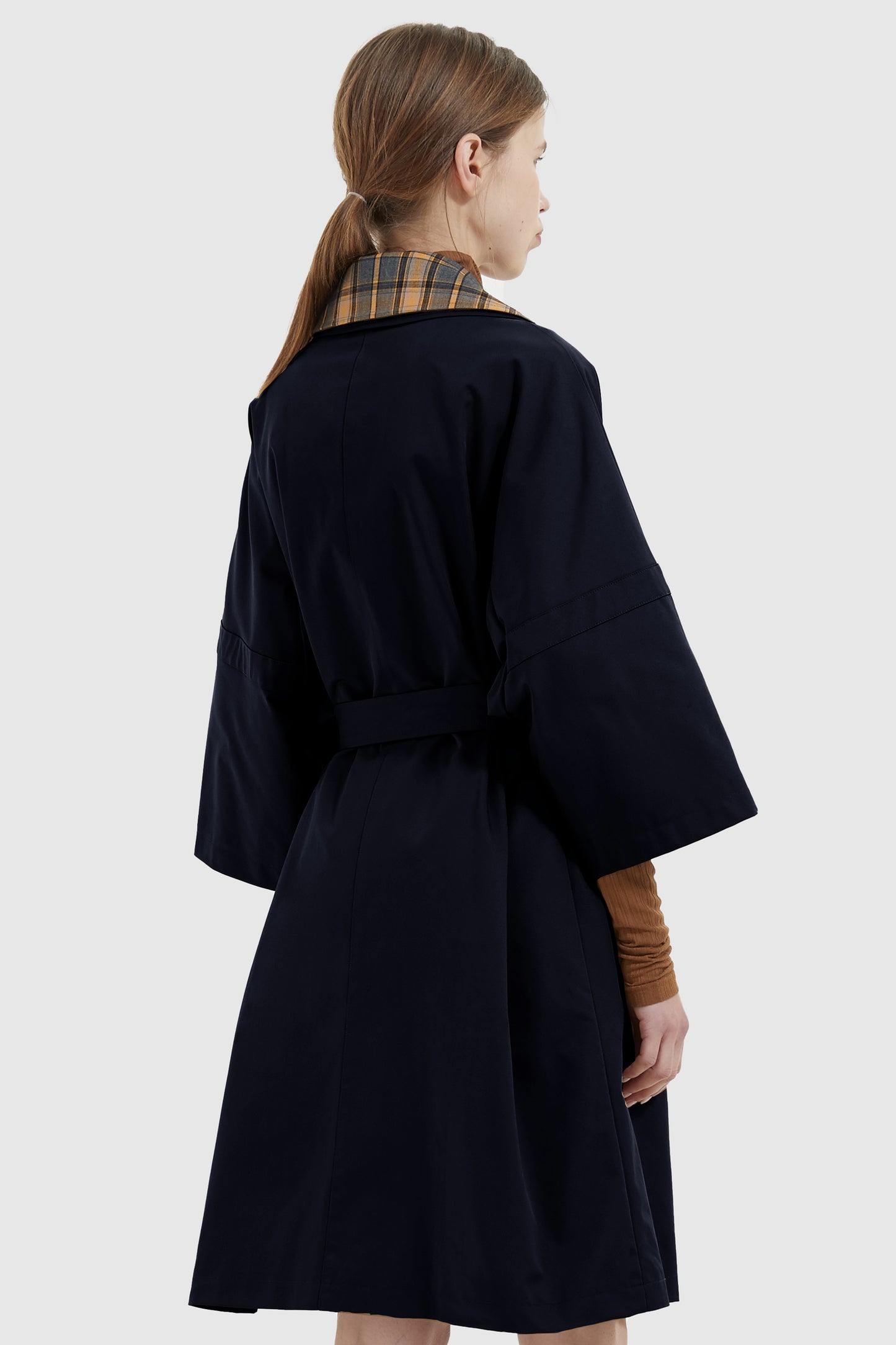 Double Breasted Laper Collar Trench Coat
