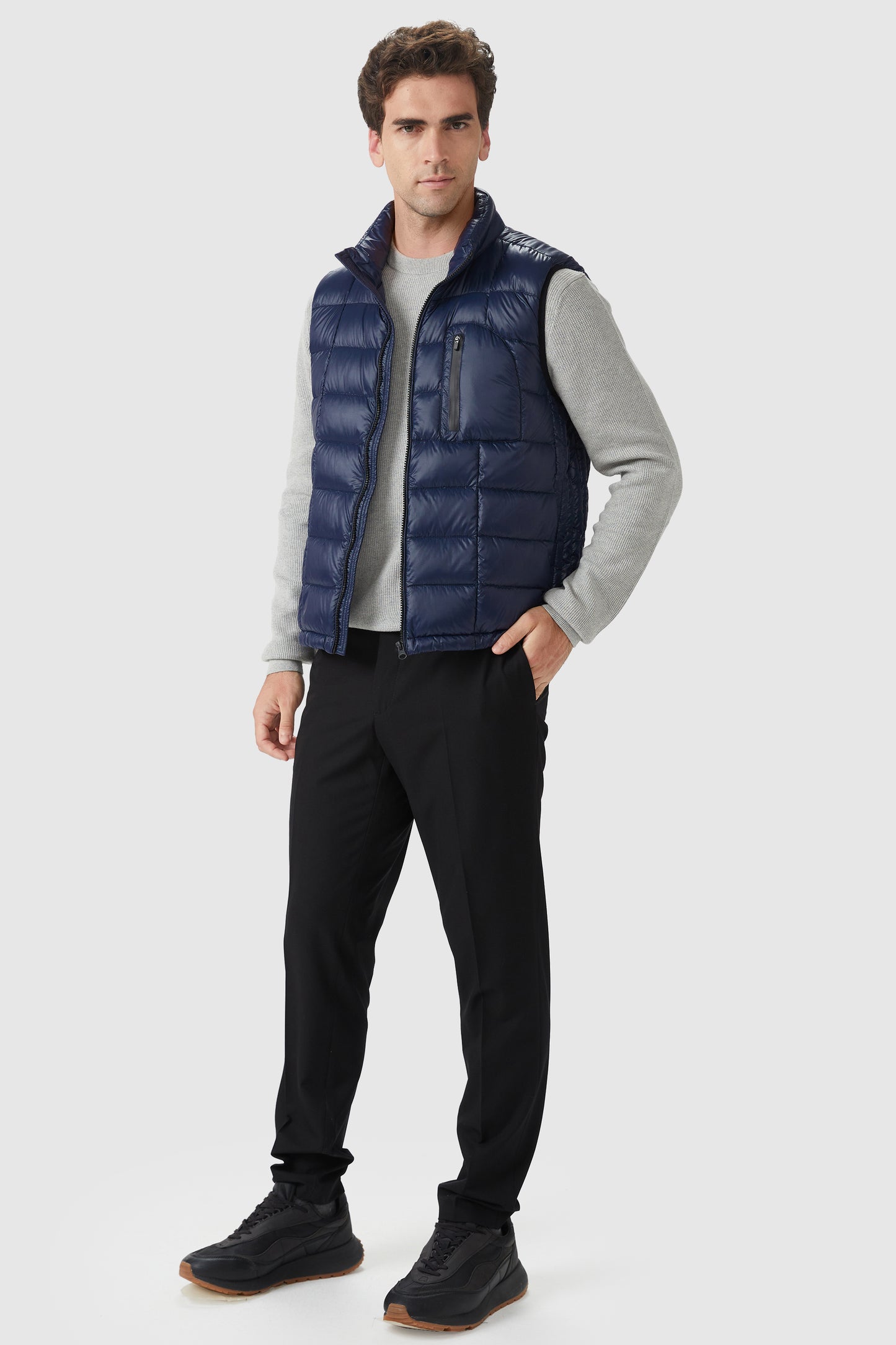 Packable Winter Vest with Stand Collar