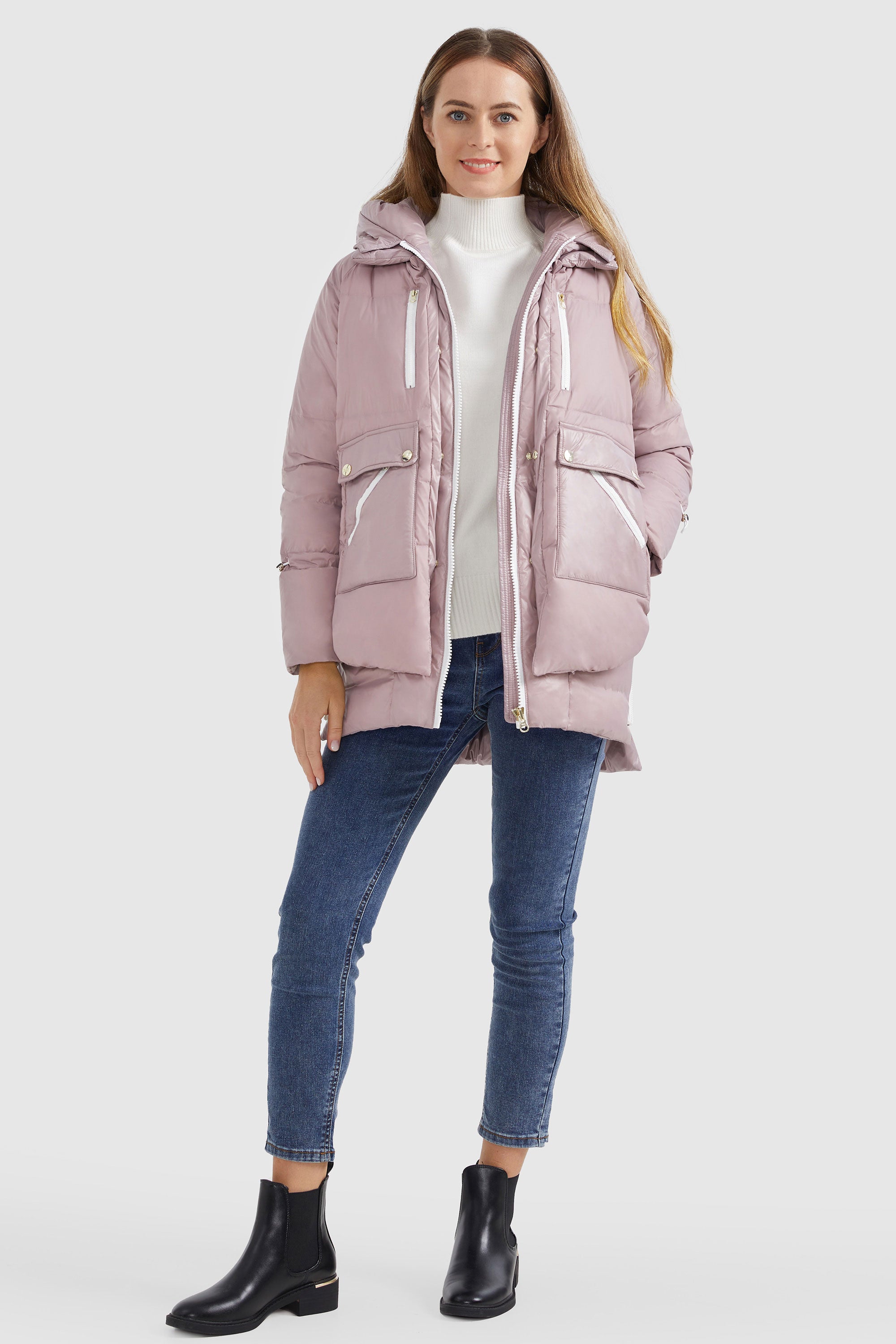 Cream Colored Thickened Down Jacket