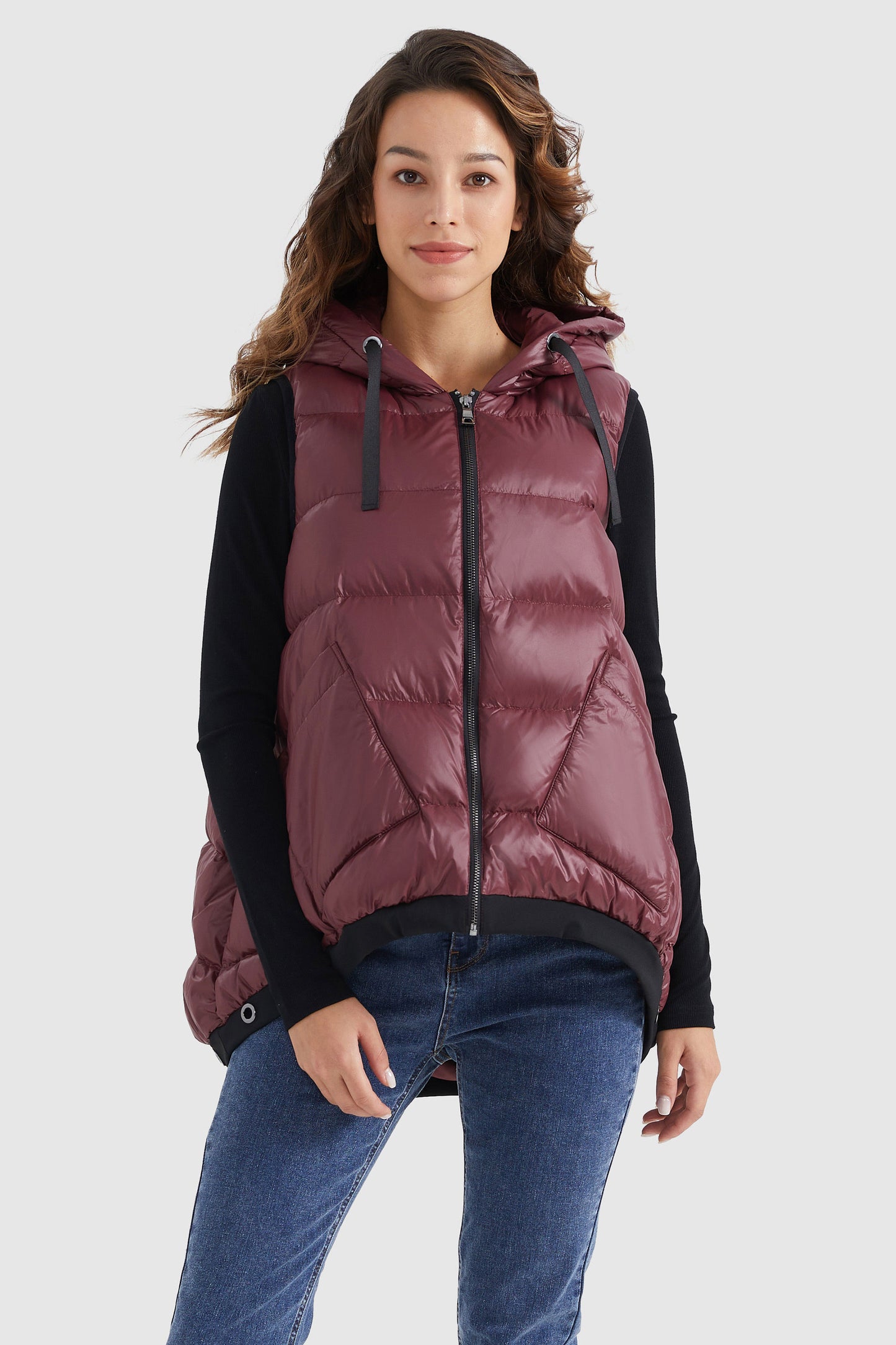 Zip Up Hooded Quilted Puffer Down Vest