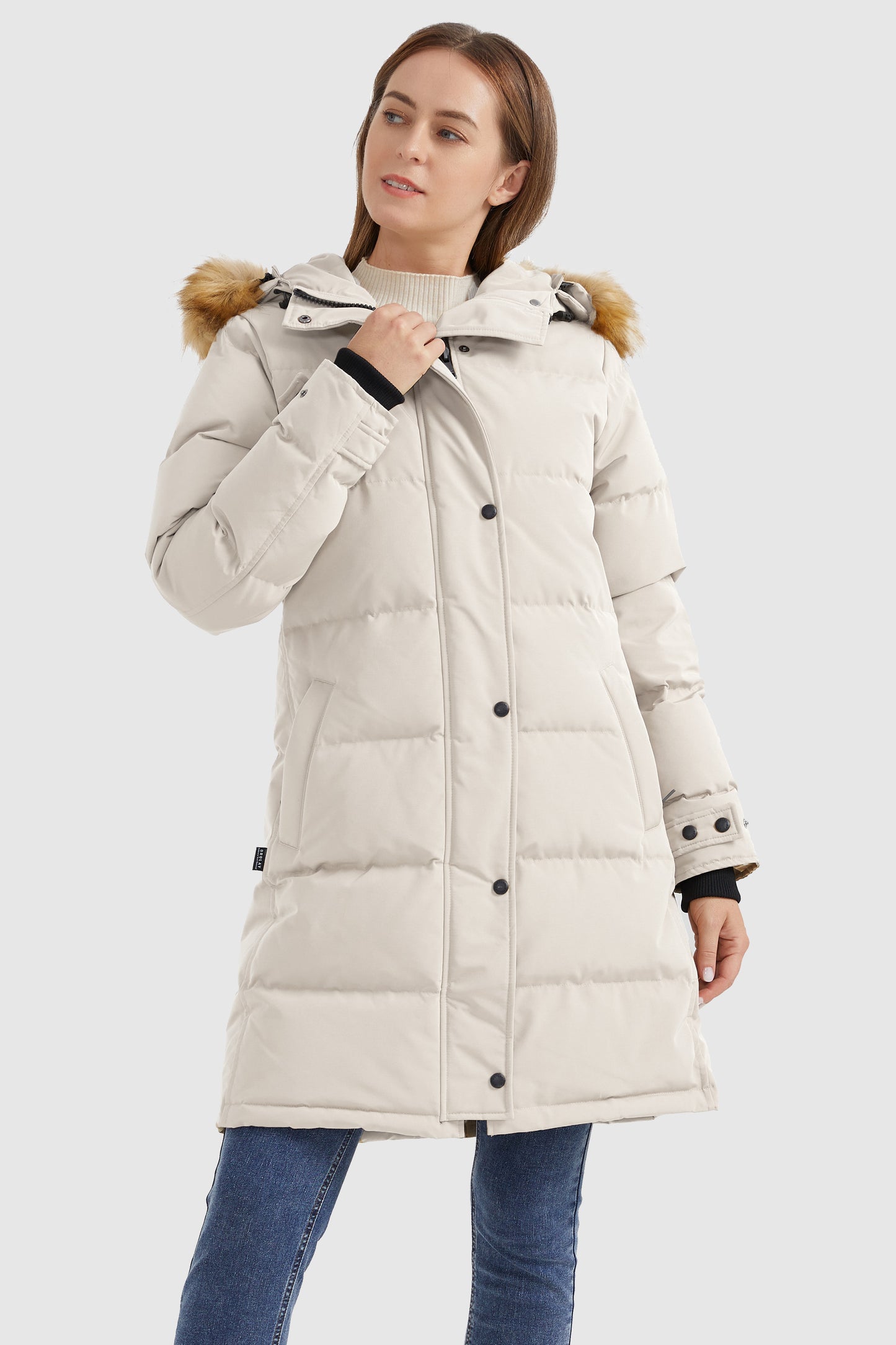 Drawstring Hooded Thickened Puffer Down Coat